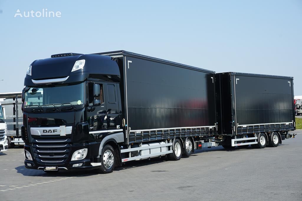 DAF XF / 480 / ACC / EURO 6 / ZESTAW PRZEJAZDOWY 120 M3 / 9,1 M + 6, curtainsider truck + curtain side trailer