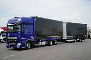 cami&atilde;o com lona deslizante DAF XF / 480 / ACC / EURO 6 / ZESTAW PRZESTRZENNY 120 M3 / RETARDER + reboque com cortina lateral