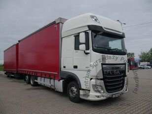 ciężar&oacute;wka firanka DAF XF 480 FAR 6X2 + przyczepa firanka