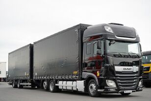 DAF XF 480 / ZESTAW TANDEM / 120 M3 / PRZEJAZDOWY / I-PARK COOL / WI függönyponyvás tehergépkocsi + függönyponyvás pótkocsi