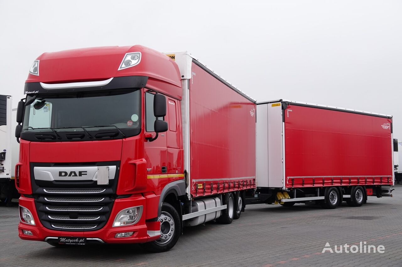 DAF XF 480 / ZESTAW TANDEM 120 M3 / PRZEJAZDOWY / WIELTON / 7,7m+7,7 Schiebeplanen-LKW + Schiebeplanenanhänger