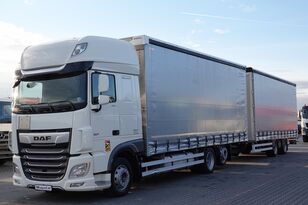 вантажівка шторна DAF XF 480 / ZESTAW TANDEM PRZEJAZDOWY / 120 M3 / 2019 ROK / PO KONT + причіп штора