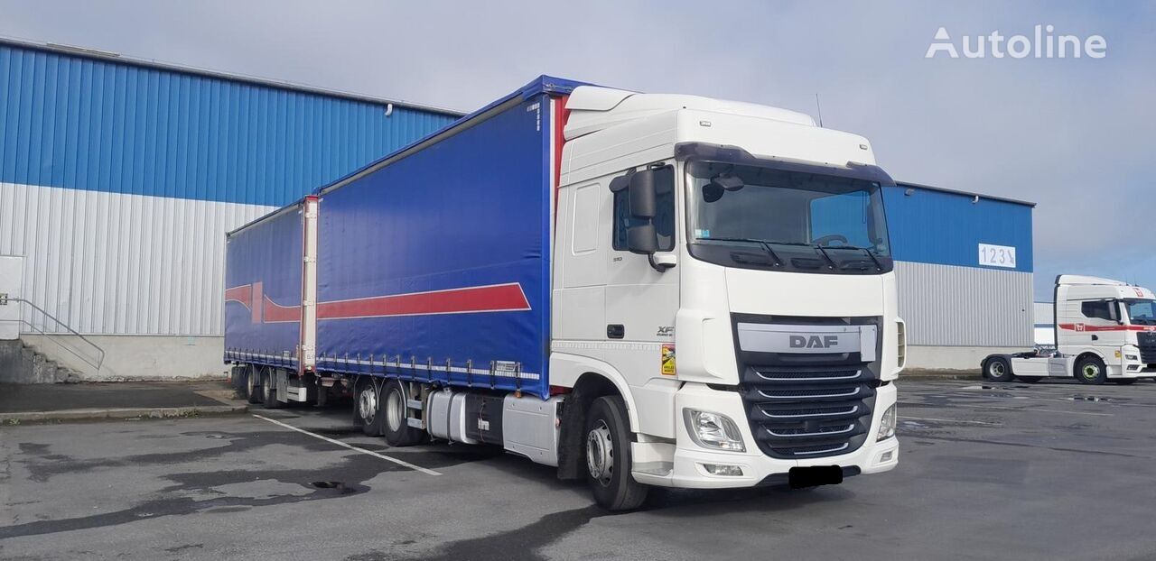 DAF XF 510 Curtain side + curtain side semi trailer camión con lona corredera + remolque con lona corredera