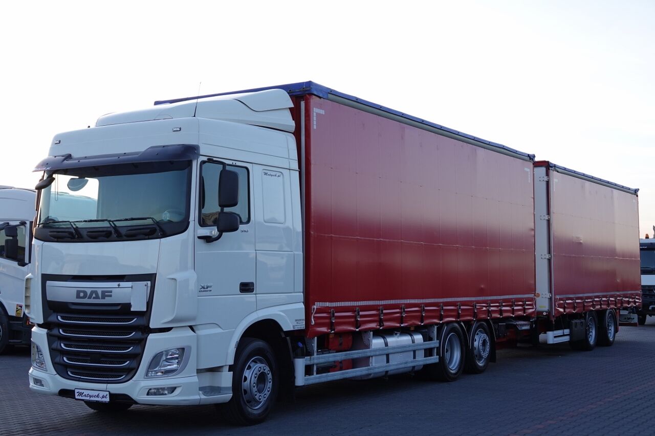 DAF XF 510/ ZESTAW TANDEM 120 M3 / PRZEJAZDOWY / WINDA ZAŁADOWCZA /  Schiebeplanen-LKW + Schiebeplanenanhänger