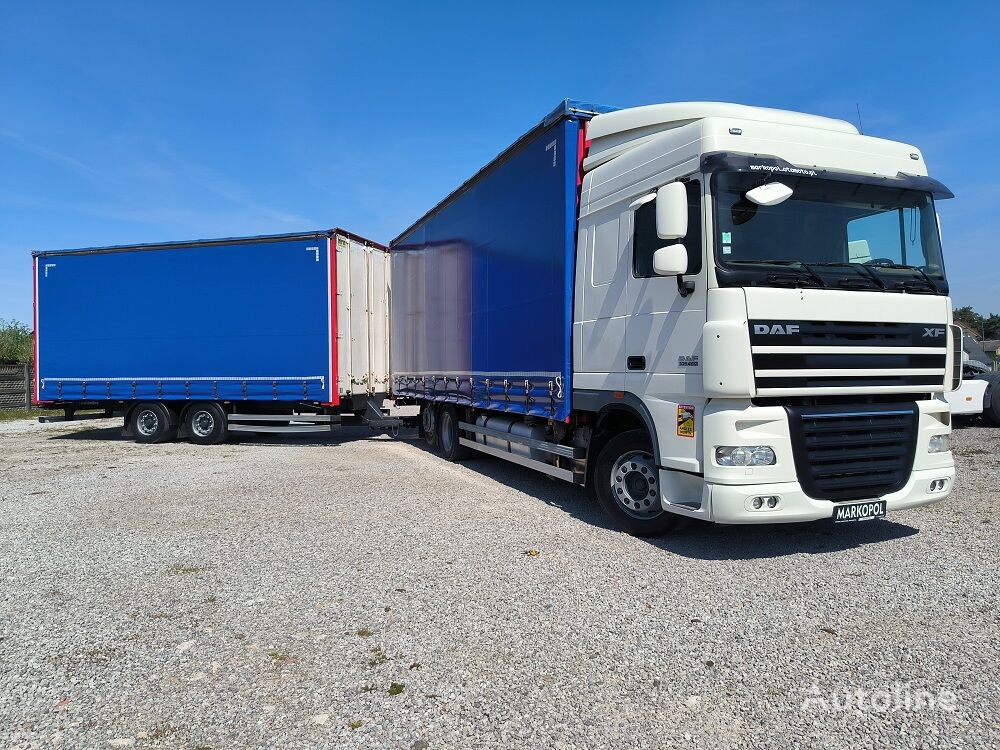 DAF XF105/460/ zestaw przestrzenny/ przejazdowy kravas automašīna ar aizkariem + aizkaru tipa piekabe