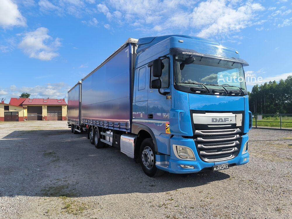 DAF XF460/ TANDEM/ ZESTAW PRZESTRZENNY120M/ 6x2/AUTOMAT curtainsider truck + curtain side trailer - Autoline