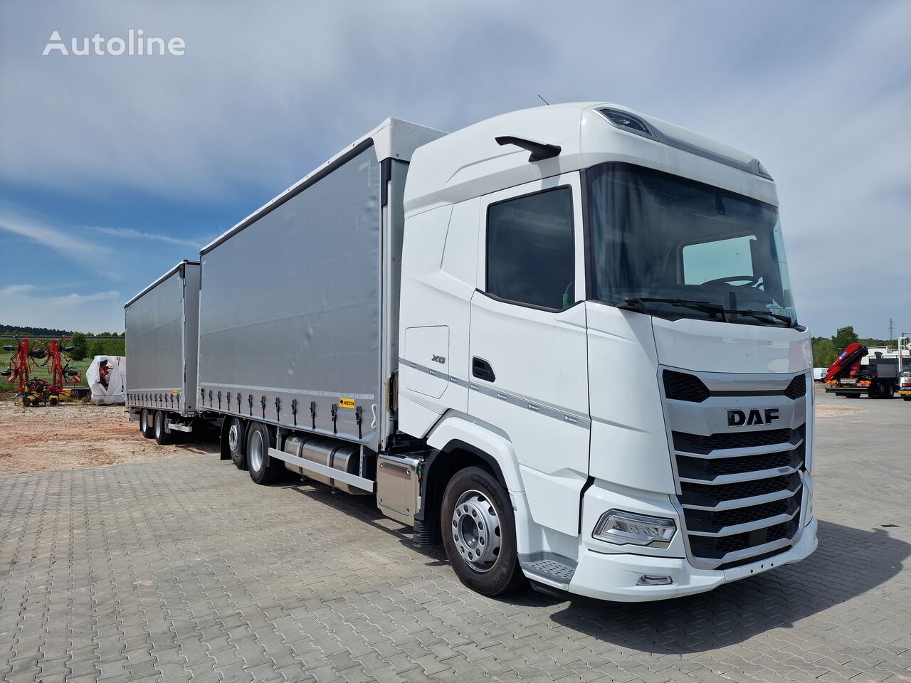 camião com lona deslizante DAF XG 480 FAR novo + reboque com cortina lateral