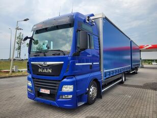 MAN TGX 18.420 TANDEM 380tyś km ORGINAL!!! camión con lona corredera + remolque con lona corredera