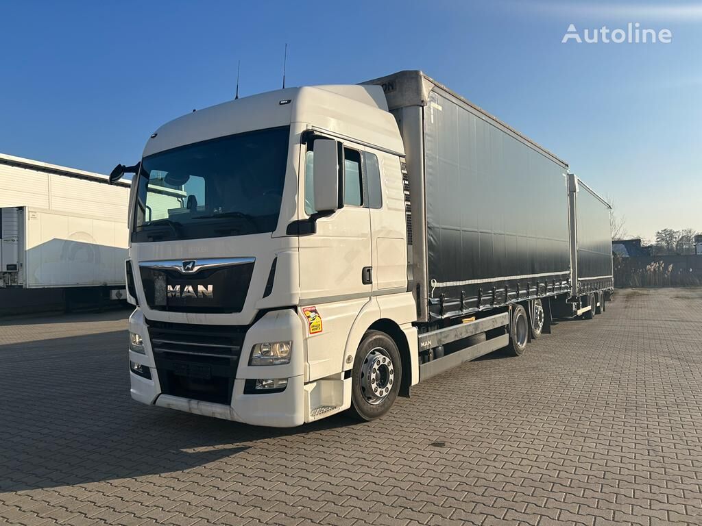 camião com lona deslizante MAN TGX 26.420 6x2 // 2019r // 700 tys km + reboque com cortina lateral