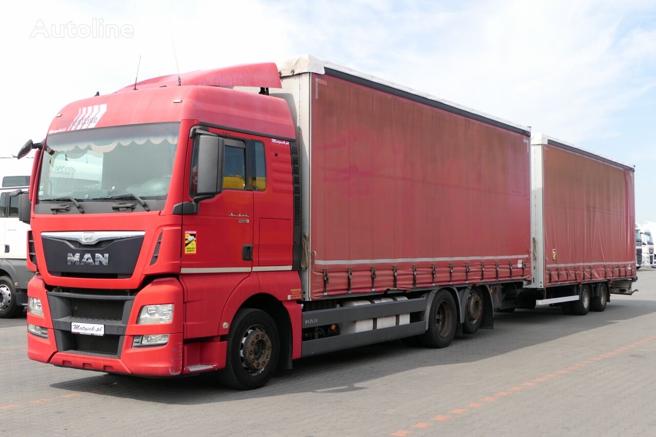 کامیون چادری MAN TGX 26. 440 / ZESTAW TANDEM 120 m3 / EURO 6 + پرده تریلر