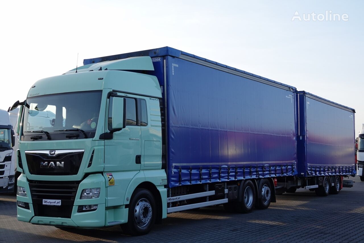 MAN TGX 26.460 / ZESTAW TANDEM PRZEJAZDOWY / 120 M3 / EURO 6 / PO KO kayar perdeli kasalı kamyon + perdeli römork - Autoline