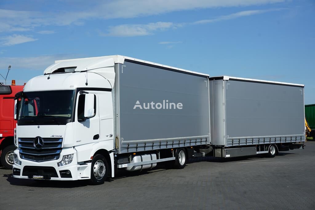 грузовик штора Mercedes-Benz ACTROS / 1830 ACC / E 6 / ZESTAW PRZEJAZDOWY 120 M3 / ŁAD. 15 00 + прицеп штора