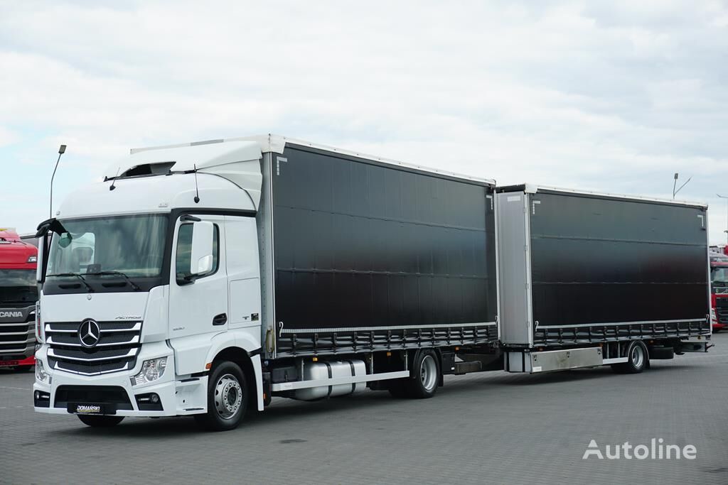 Mercedes-Benz ACTROS / 1830 ACC / E 6 / ZESTAW PRZEJAZDOWY 120 M3 / ŁAD. 15 00 camión con lona corredera + remolque con lona corredera