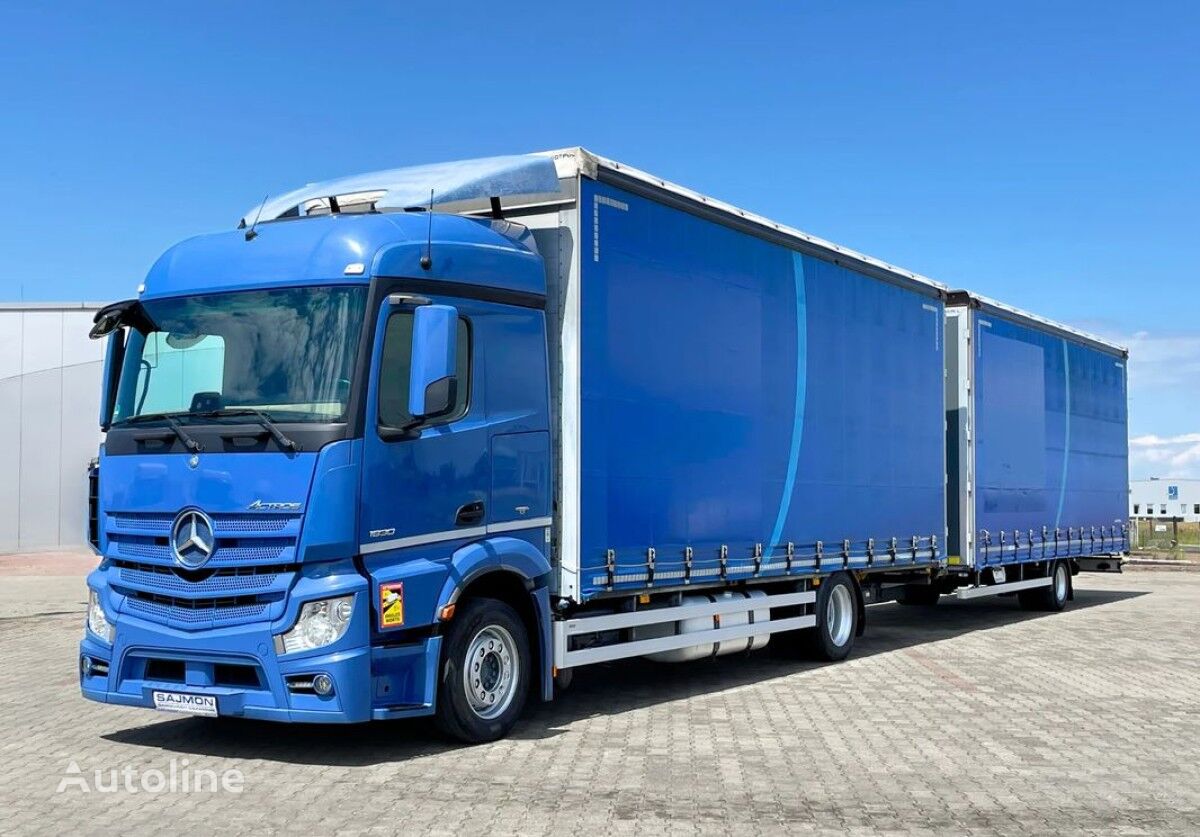 شاحنة ذات أغطية جانبية Mercedes-Benz ACTROS 1830 / ZESTAW TANDEM 120 M3 / PRZEJAZDOWY / 7,75 M + 7,75 + مقطورة ستارة