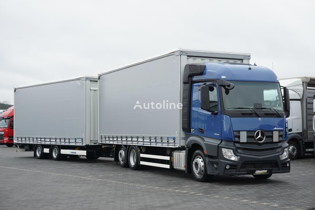 camion rideaux coulissants Mercedes-Benz ACTROS / 2536 / ACC / E 6 / MP 5 / ZESTAW PRZESTRZENNY 120 m3 + remorque rideaux coulissants