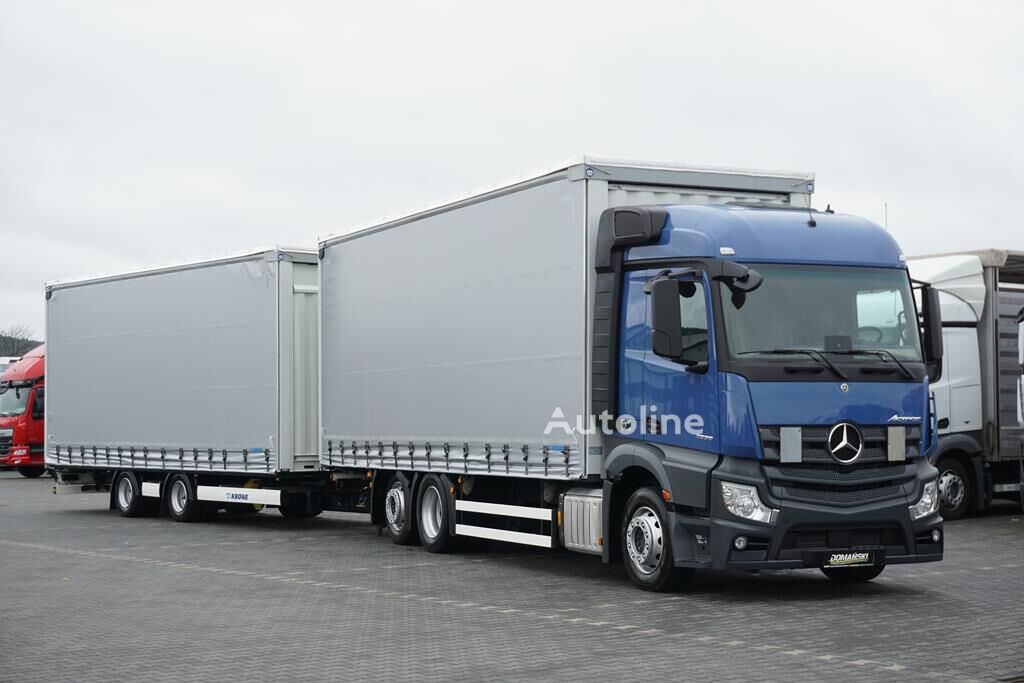 Mercedes-Benz ACTROS / 2536 / ACC / E 6 / MP 5 / ZESTAW PRZESTRZENNY 120 m3 camión con lona corredera + remolque con lona corredera