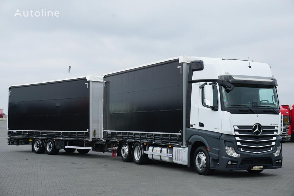 Mercedes-Benz ACTROS / 2542 / ACC / EURO 6 / ZESTAW PRZESTRZENNY 120 m3 camión con lona corredera + remolque con lona corredera