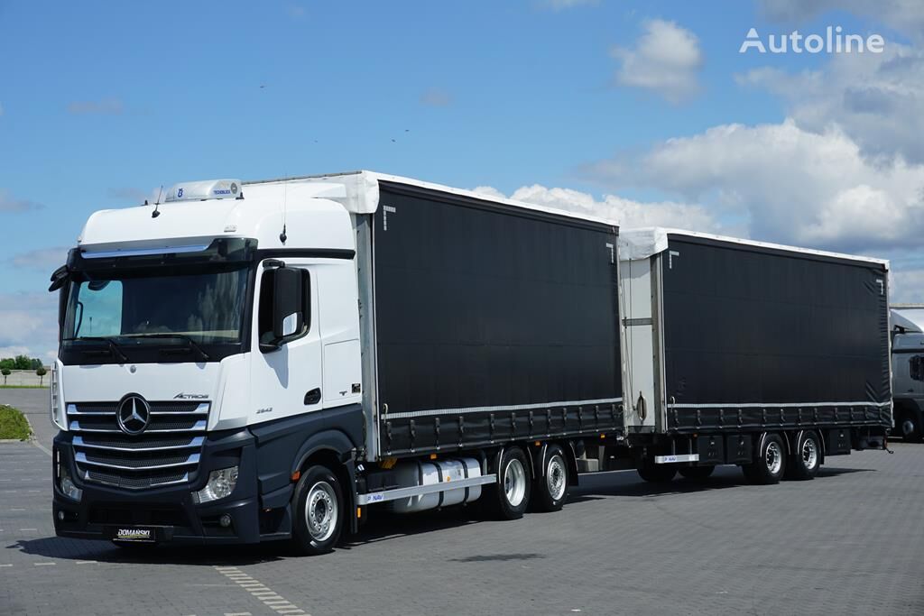 Mercedes-Benz ACTROS / 2542 / ACC / EURO 6 / ZESTAW PRZESTRZENNY 120 m3 camión con lona corredera + remolque con lona corredera