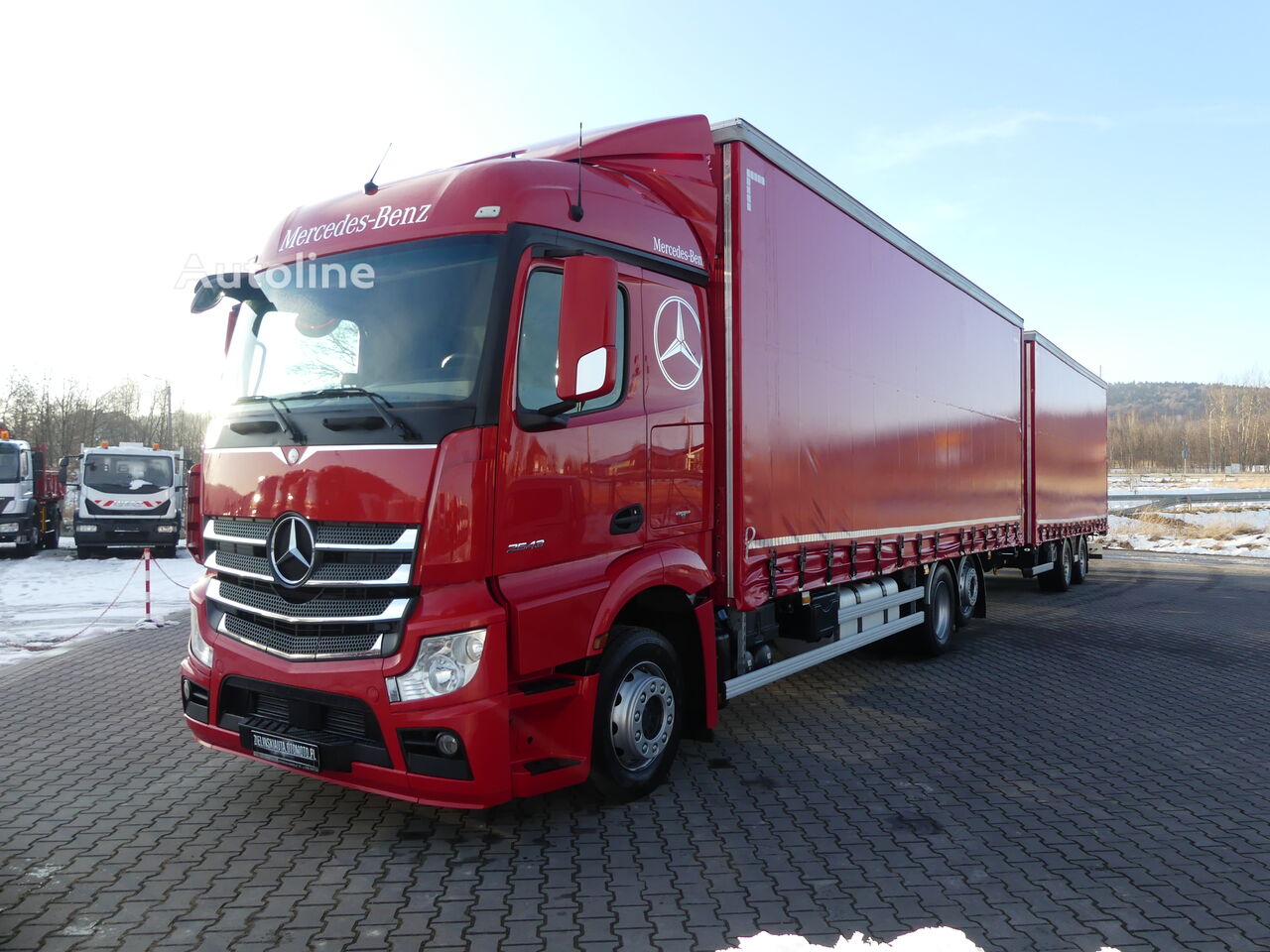 грузовик штора Mercedes-Benz ACTROS 2543 MP4 / EURO 6 / ZESTAW TANDEM  / PRZEBIEG 570 TYS KM + прицеп штора