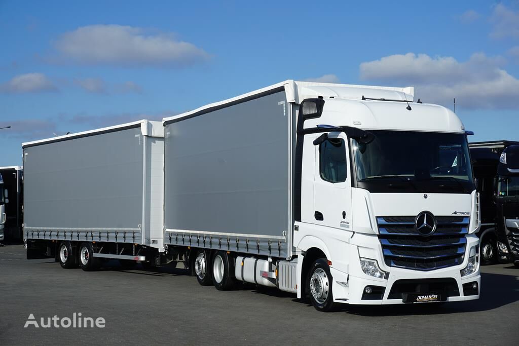 plachtové vozidlo Mercedes-Benz ACTROS / 2545 / ACC / E 6 / MP 5 / ZESTAW PRZESTRZENNY 120 m3 / + shrnovací plachtovy prives