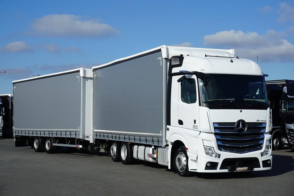 camião com lona deslizante Mercedes-Benz ACTROS / 2545 / ACC / E 6 / MP 5 / ZESTAW PRZESTRZENNY 120 m3 / + reboque com cortina lateral