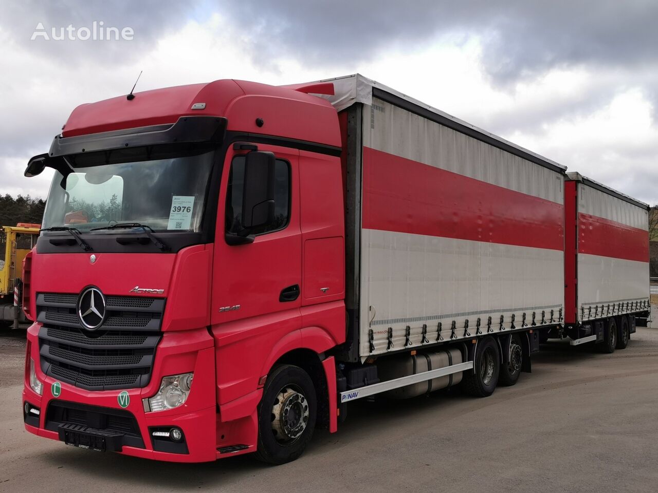 tovornjak s pomične zavese Mercedes-Benz ACTROS 2545 L EURO 6 + přívěs PANAV TV018M + prikolica s pomičnim zavese