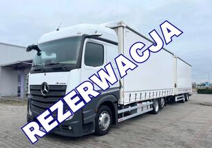 вантажівка шторна Mercedes-Benz ACTROS 2545 / ZESTAW TANDEM 120 M3 / MIRROR CAM / 7,75 M + 7,75 + причіп штора