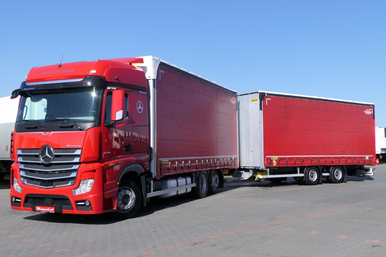 Mercedes-Benz ACTROS 2548 / TANDEM PRZEJAZDOWY 120 M3 / PRZEJAZDOWY / I-PARK C schuifzeilen vrachtwagen + schuifzeil aanhanger