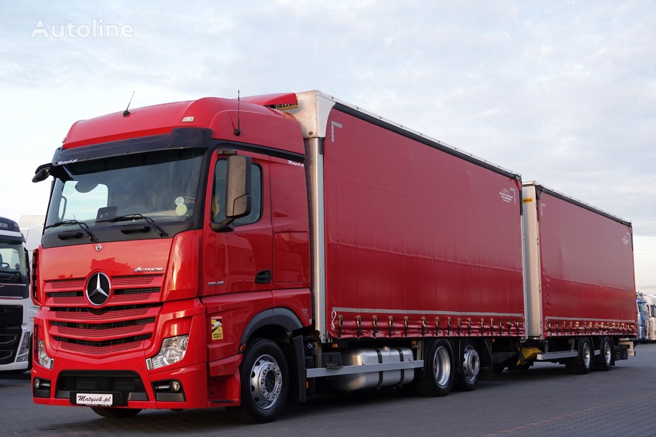 užuolaidinis sunkvežimis Mercedes-Benz ACTROS 2548 / ZESTAW TANDEM 120 M3 / PRZEJAZDOWY / BIG SPACE / I + užuolaidinė priekaba