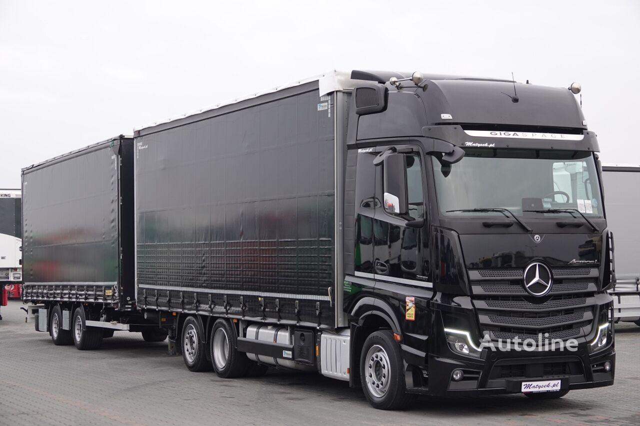 커튼 사이더 트럭 Mercedes-Benz ACTROS 2551 / ZESTAW TANDEM PRZEJAZDOWY 120 M3 / GIGA SPACE / 20 + 커튼 사이드 트레일러