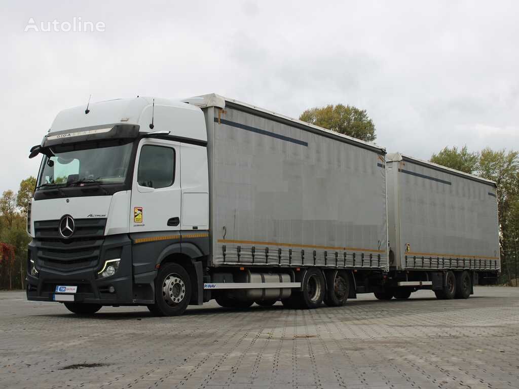 camion rideaux coulissants Mercedes-Benz Actros 2542 + remorque rideaux coulissants