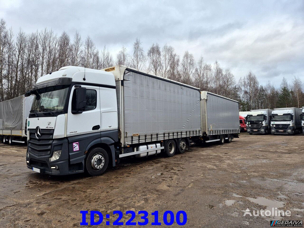 camion rideaux coulissants Mercedes-Benz Actros 2542 6x2 Euro6 + remorque rideaux coulissants