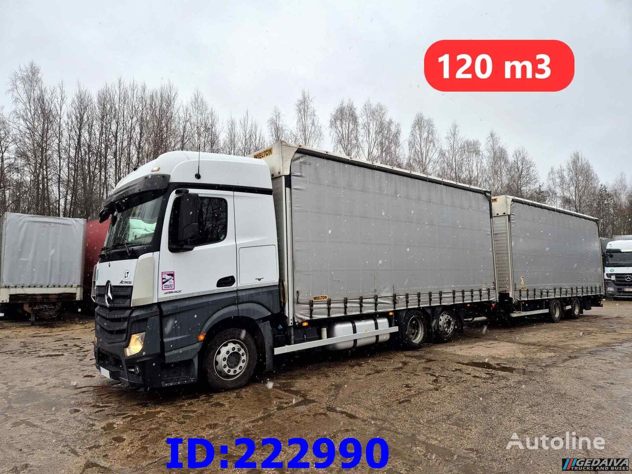 camion rideaux coulissants Mercedes-Benz Actros 2542 6x2 Euro6 + remorque rideaux coulissants