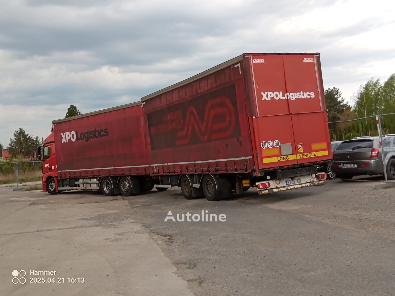 Camion rideaux coulissants Mercedes-Benz Actros 2543 + remorque rideaux coulissants - Autoline
