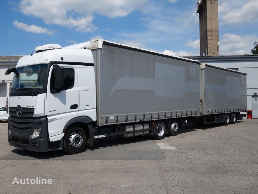 camion rideaux coulissants Mercedes-Benz Actros 2545 + remorque rideaux coulissants