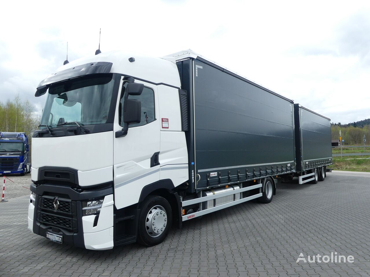 Renault T440 13L / EURO 6 / ZESTAW PRZEJAZDOWY 7,70+7,70 120m3 / 15 SZTU lastbil glidende gardiner + gardintrailer