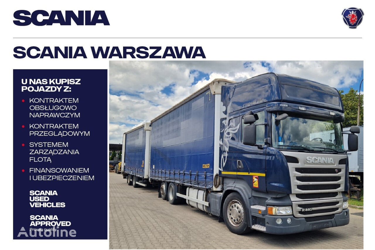 camion cu prelata culisanta Scania R 440 LB6x2MLB + remorcă cu prelată cortina