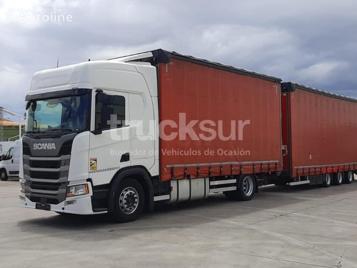 camion rideaux coulissants Scania R 450.18 + remorque rideaux coulissants