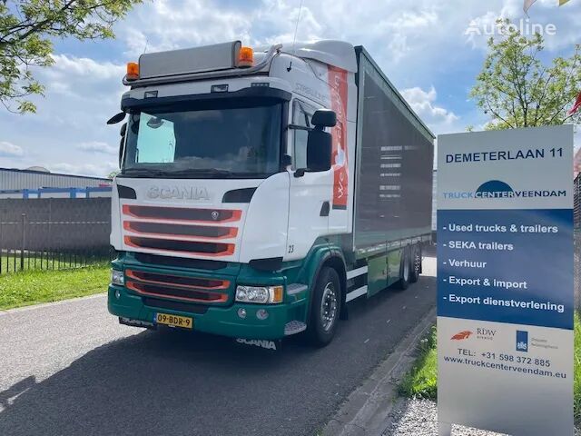 Scania R410 6X2 gestuurde sleepas Retarder curtainsider truck