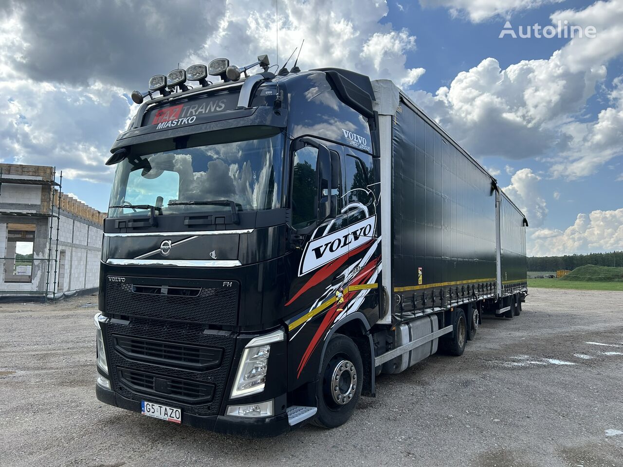 грузовик штора Volvo FH + прицеп штора