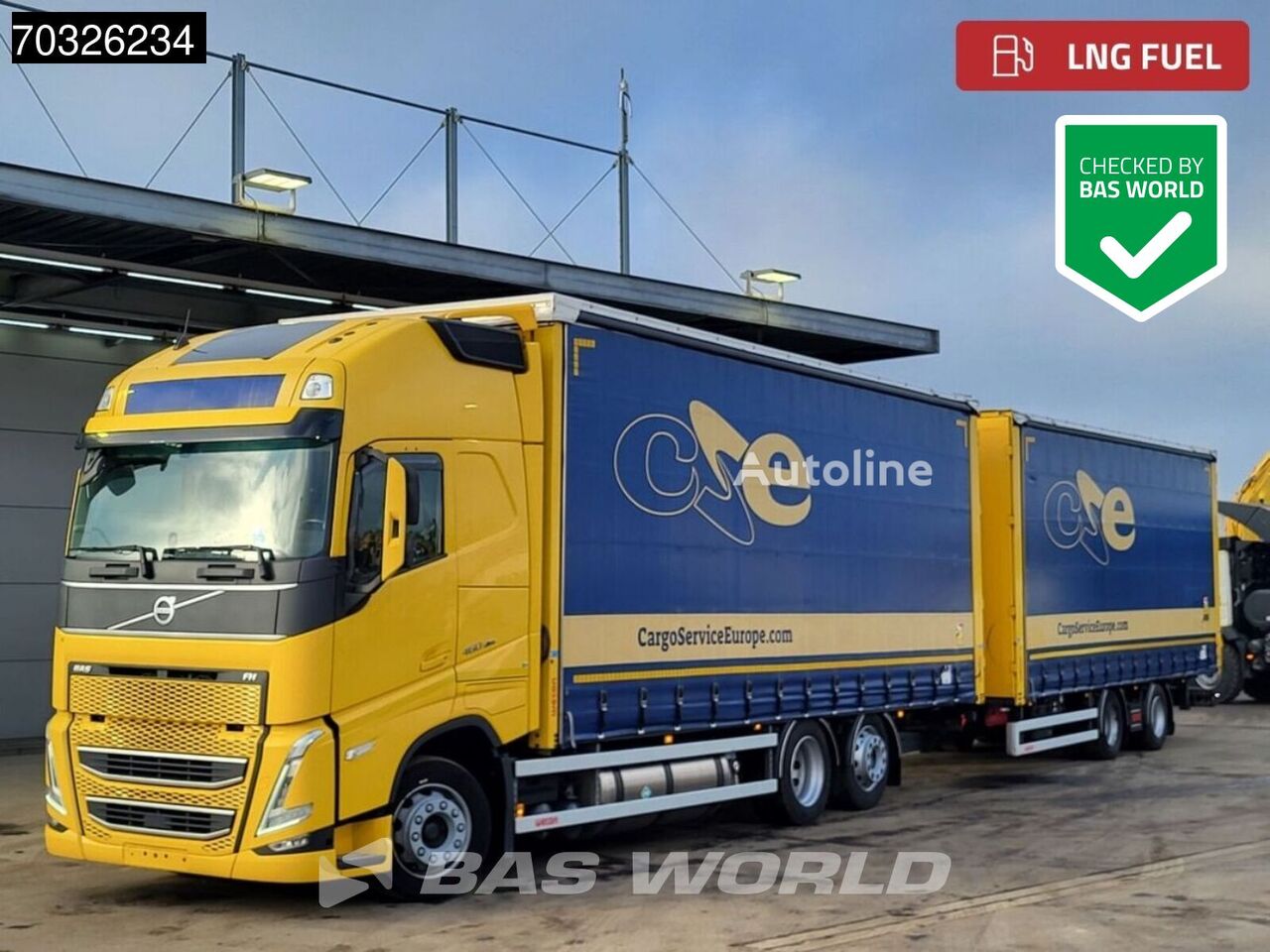 Camion rideaux coulissants Volvo FH 460 6X2 Curtainsider LNG Engine Sliding roof Lift Axle I-Park - Autoline