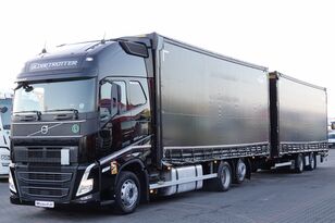 شاحنة ذات أغطية جانبية Volvo FH 460 / XXL / ZESTAW TANDEM / 120 M3 / PRZEJAZDOWY / PO ZŁOTYM + مقطورة ستارة