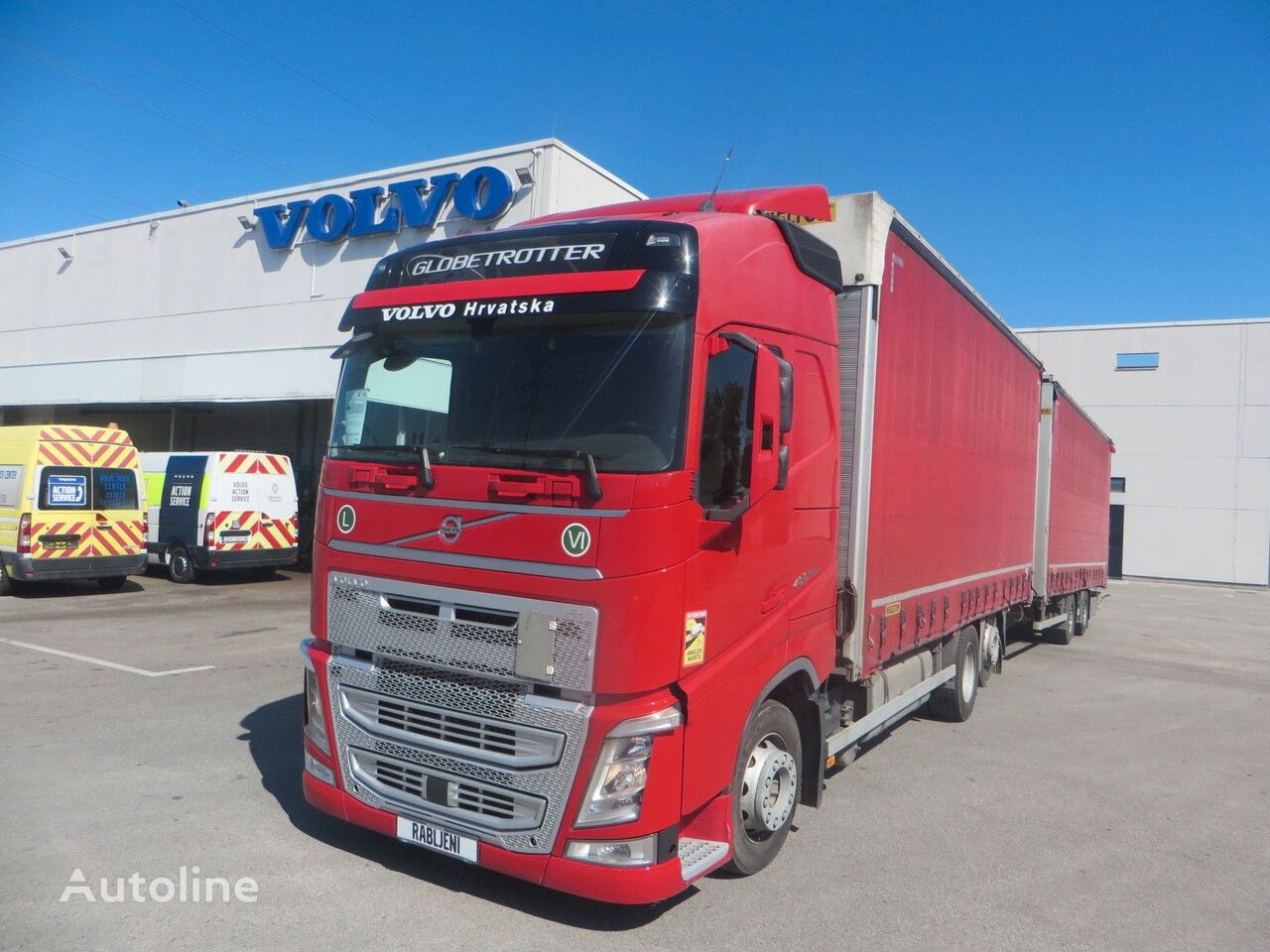 Volvo FH460  függönyponyvás tehergépkocsi + függönyponyvás pótkocsi