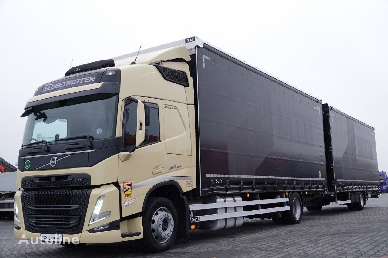 شاحنة ذات أغطية جانبية Volvo  FM 380 / ZESTAW TANDEM / 120 M3 / PRZEJAZDOWY /  I-PARK COOL/ P + مقطورة ستارة - Autoline