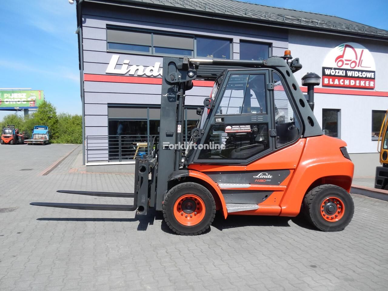 Linde H80D-03 Triplex , Durwen fork positioner  diesel heftruck - Forkliftonline