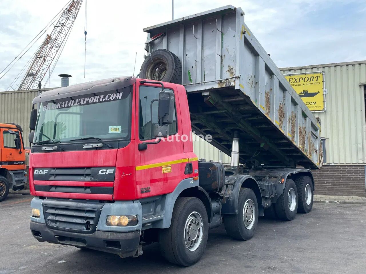 덤프 트럭 DAF 85.480 Kipper 8x4 Manuel Gearbox ZF Full Steel Suspension Euro3