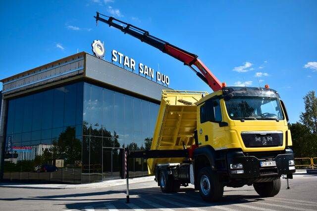 самосвал MAN 4x4 TGA 18.480 PALFINGER PK 16502 CRANE KIPPER