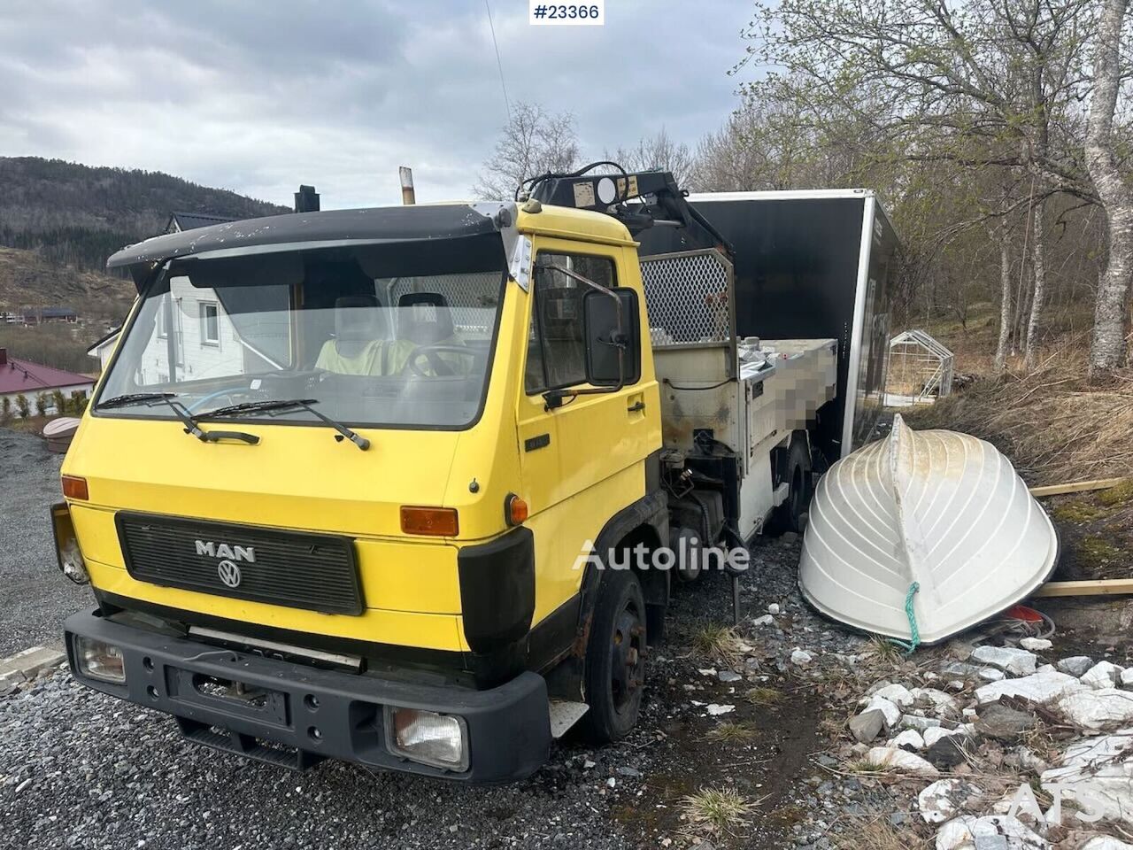 Camion-benne MAN 8.150 kranbil m/ 3-veistipp på kassen. SE VIDEO - Autoline