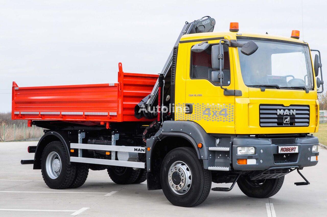 MAN TGA 18.280 4X4 TROJSTRANNÝ SKLÁPAČ +HYDRAULICKÁ RUKA EU4 dump truck - Autoline