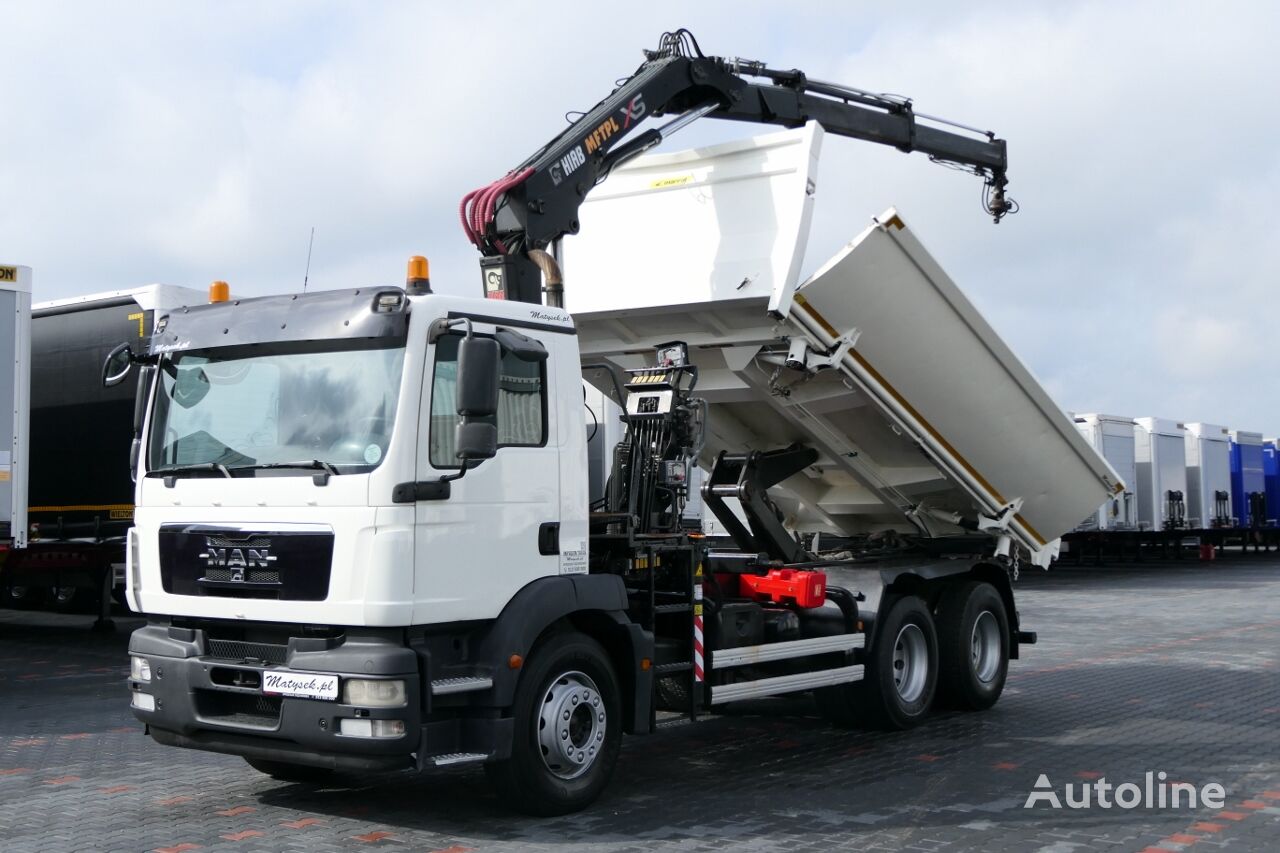 MAN TGM 26.340 / 6X4 / 2 STR WYWROTKA + HDS HIAB 144 / HYDROBURTA /  dump truck